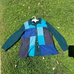 Green and blue Appleseeds Petite 🍎 button up